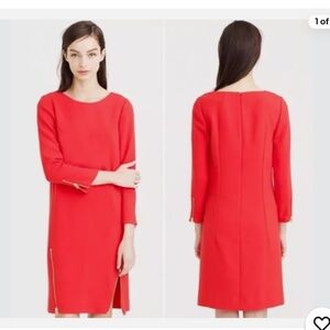 J. Crew Red Long Sleeve Dress with Gold Zippers